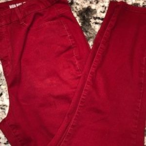 High-Waist Ankle Jeggings Red 16W